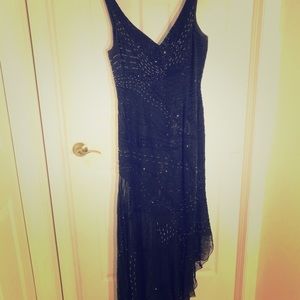 Formal black sequins gown, size 14